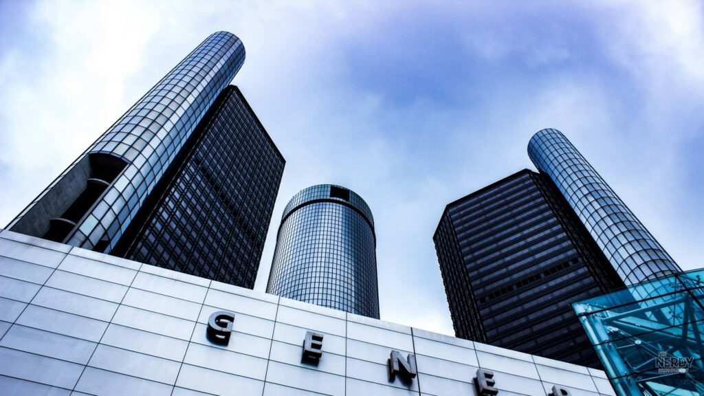 The Detroit skyline with the General Motors headquarters — GM Q3 sales 2026 fell while Toyota, Honda and Hyundai-Kia all gained