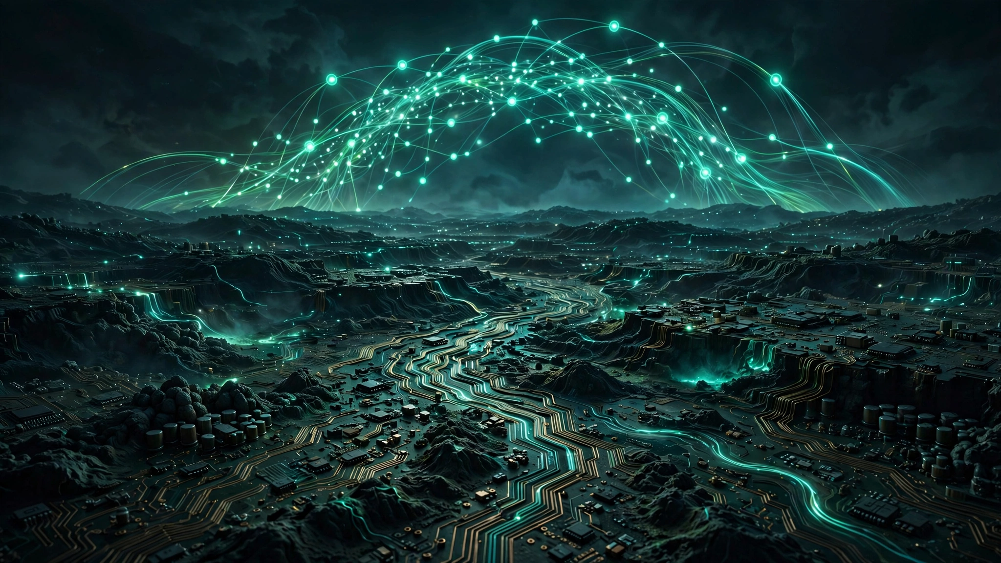Google Gemini 4 Argon AI model concept art showing a neural-network constellation over a circuit board