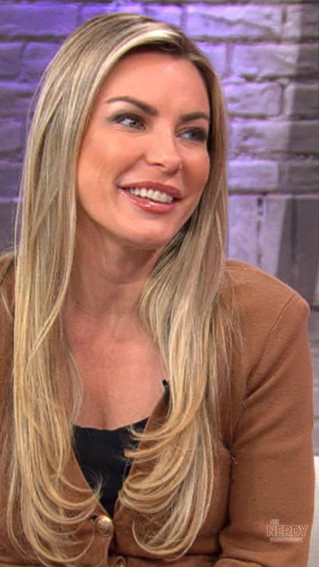 Crystal Hefner during a TV interview; the Crystal Hefner Jessica Biel story broke October 8 on Instagram