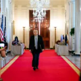 President Donald Trump at the White House amid the Epstein special counsel report