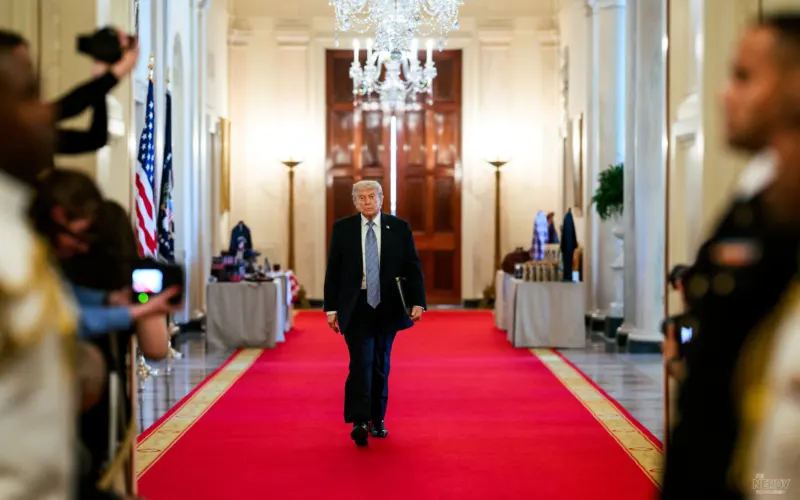 President Donald Trump at the White House amid the Epstein special counsel report