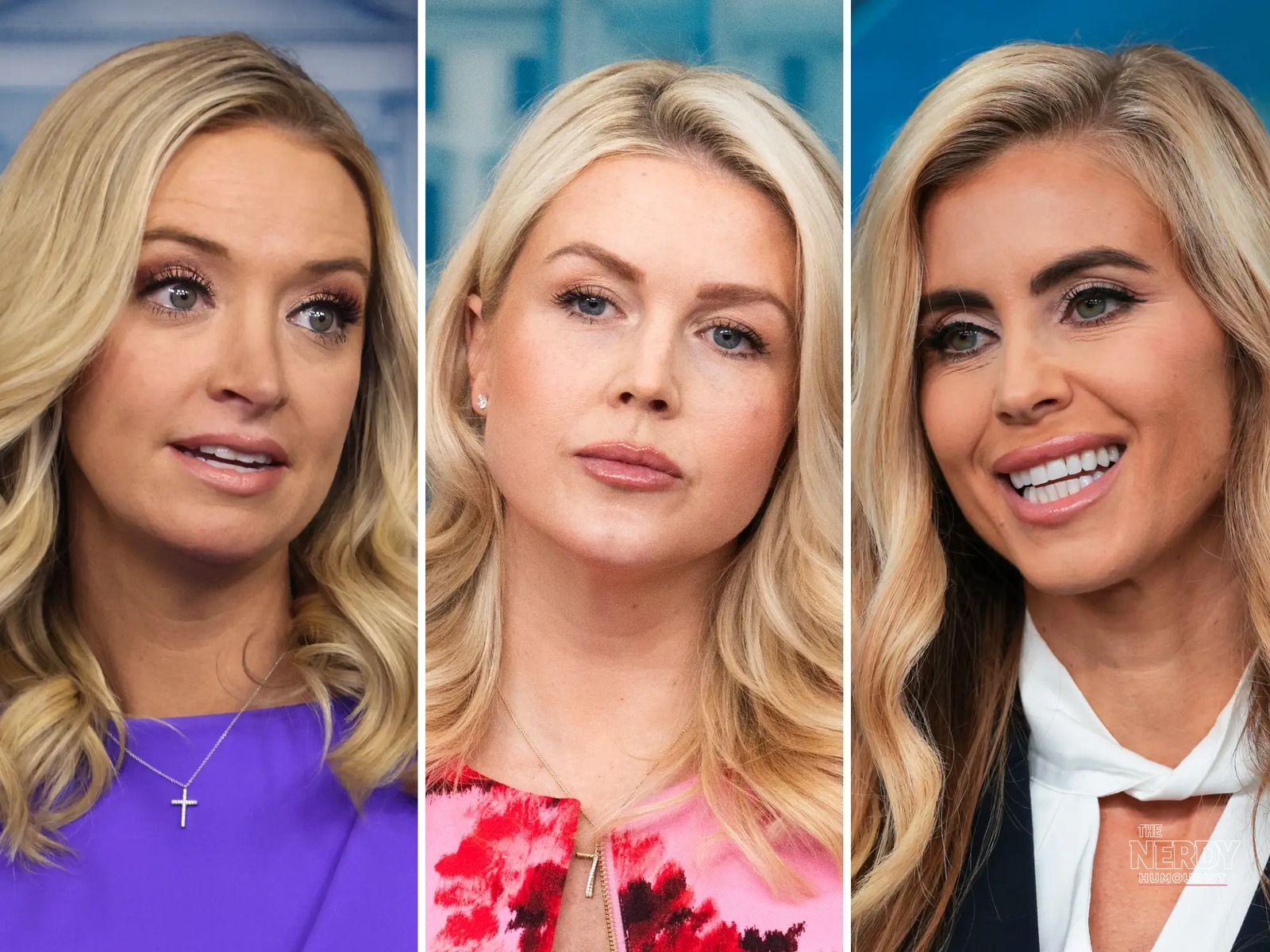 From left: Kayleigh McEnany, Karoline Leavitt and Katie Zacharia, three of President Trump's White House press secretaries