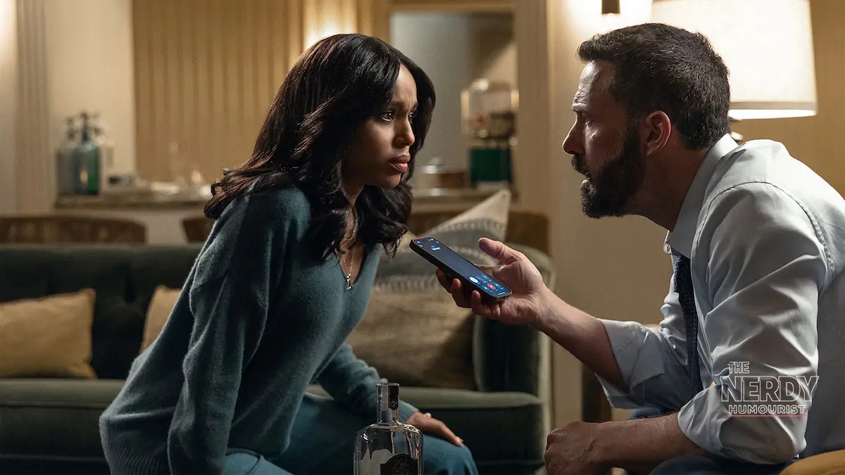 Ben Affleck and Kerry Washington in a scene from the Animals Netflix movie