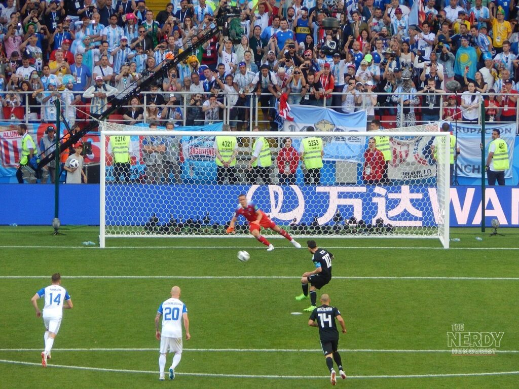 Messi taking a penalty for Argentina in his final Argentina match (file photo)
