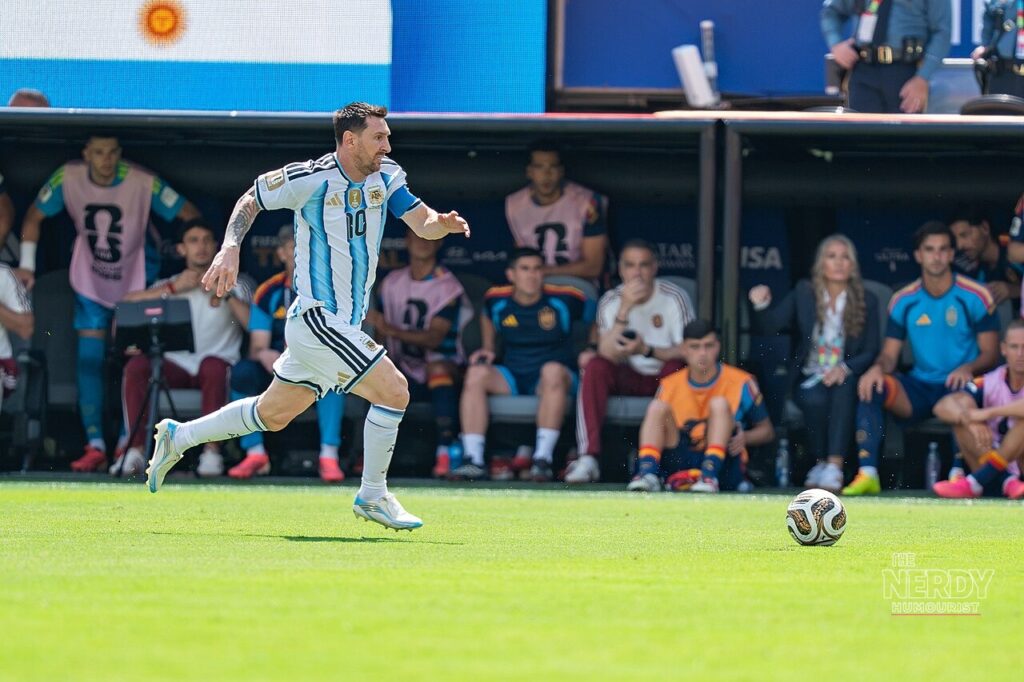 Messi dribbling for Argentina at the 2026 World Cup in his final Argentina match era (file photo)