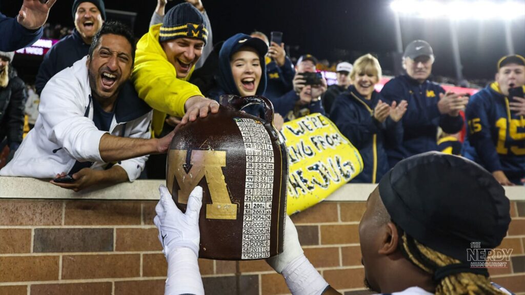 The Little Brown Jug — the trophy Minnesota reclaimed from Michigan in the 20-14 upset
