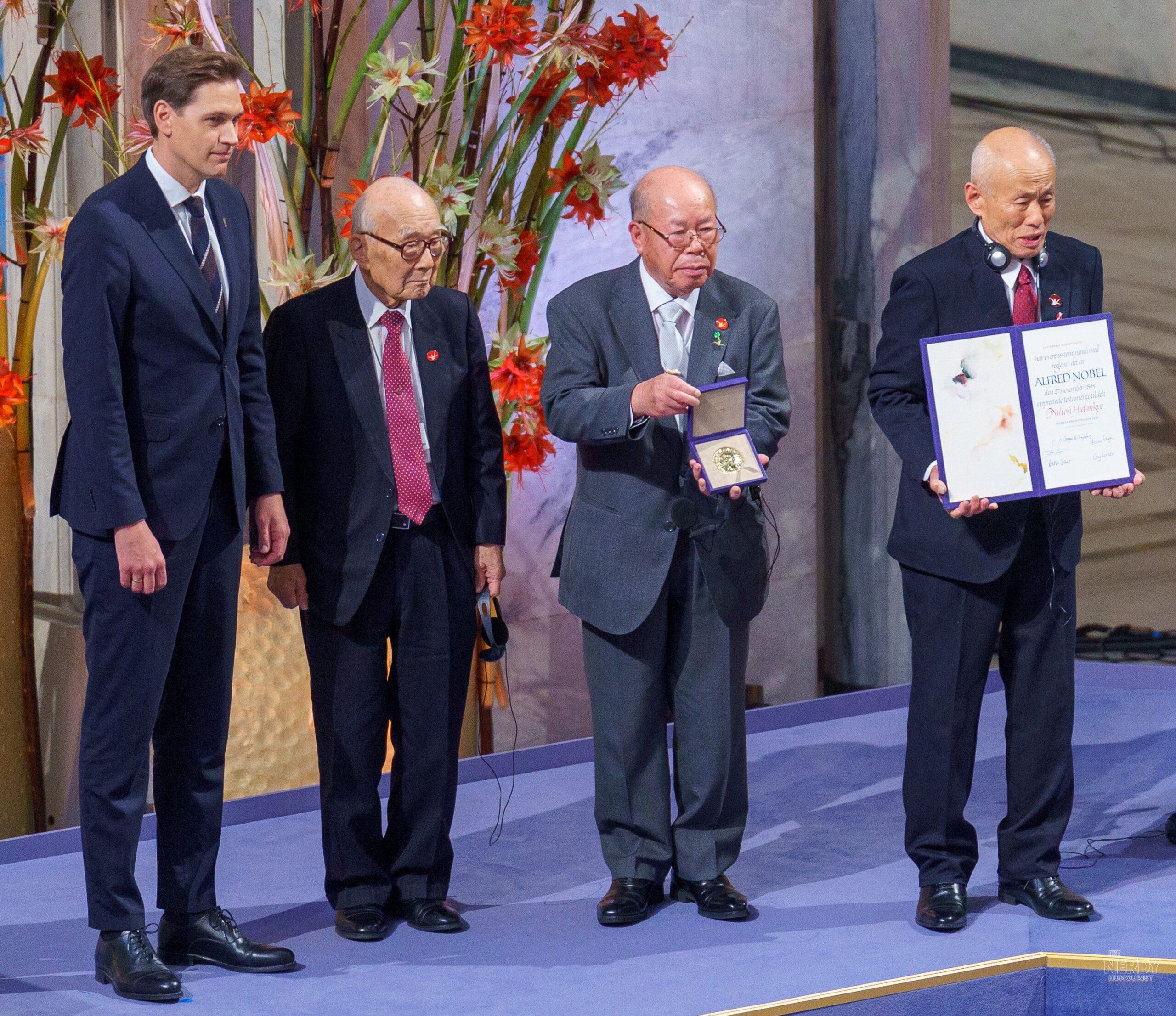 Jørgen Watne Frydnes (left), chair of the Norwegian Nobel Committee, at the 2024 Nobel Peace Prize ceremony in Oslo — he announces the Nobel Peace Prize 2026 winner on October 9.