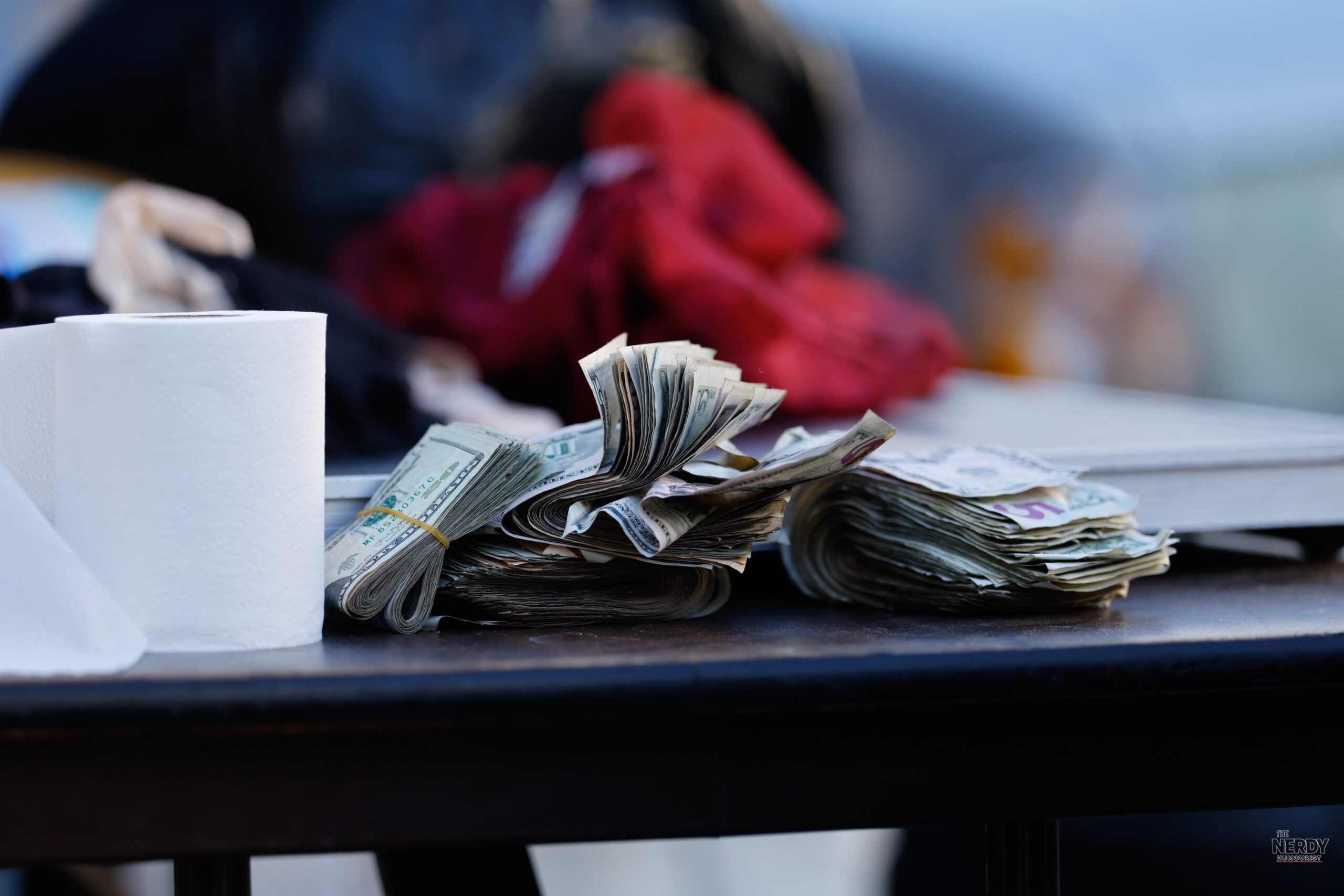 Stacks of U.S. currency seized from drug dealers during Operation Free Skid Row on Oct 8, 2026.