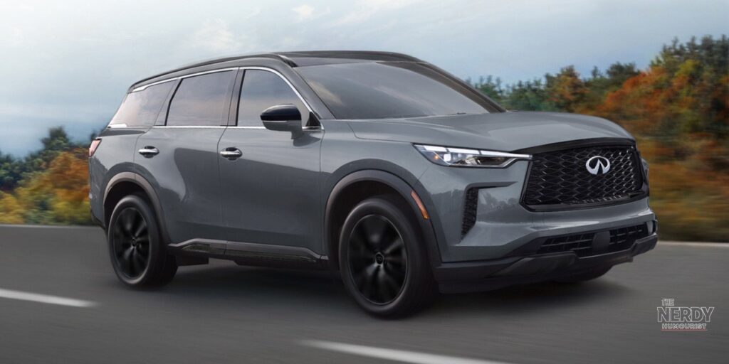 Infiniti QX60 luxury SUV driving, part of the strong Nissan Q3 2026 sales results