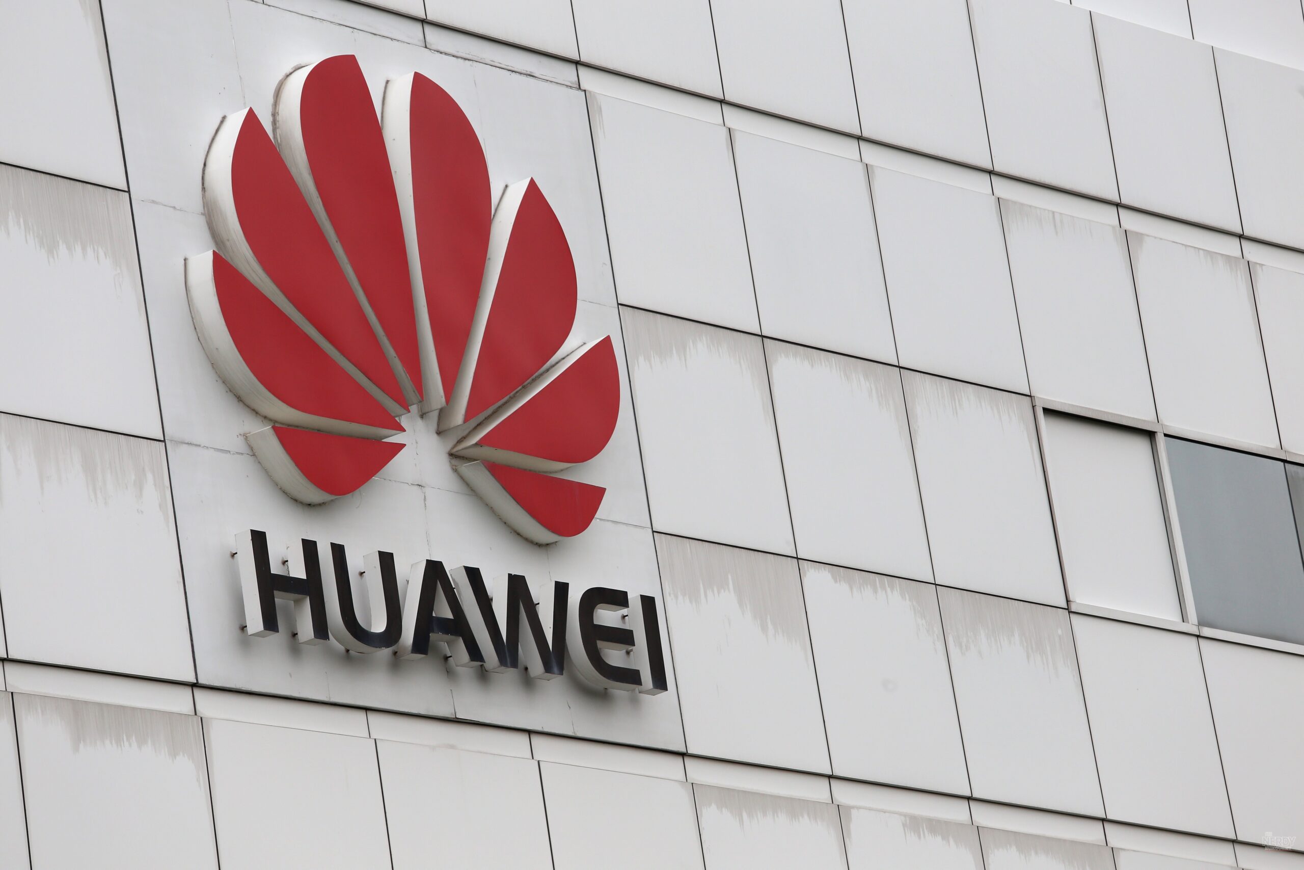 Huawei logo signage as Huawei gains ground on Nvidia China AI chip market share