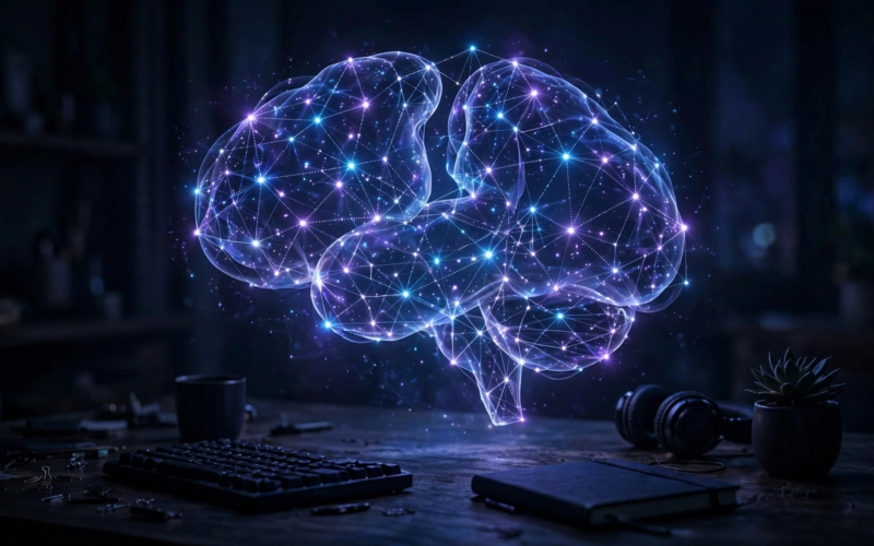 Abstract glowing network of AI agent nodes representing OpenAI Dots always-on agents