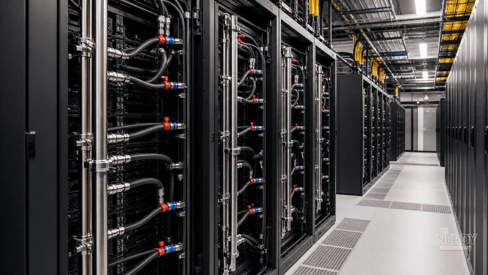 Liquid-cooled AI datacenter server racks reflecting Penguin Solutions earnings strength