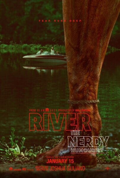 Official River movie poster for the Blumhouse slasher trailer starring Jane Levy and Jessica Rothe