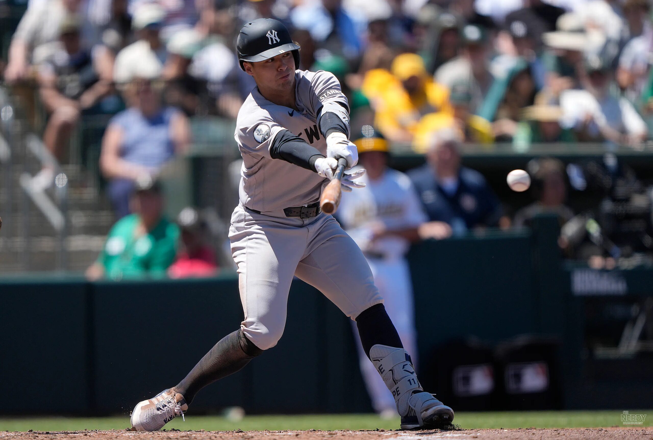 Anthony Volpe batting for the New York Yankees during the 2026 ALDS as the Rays swept the Yankees