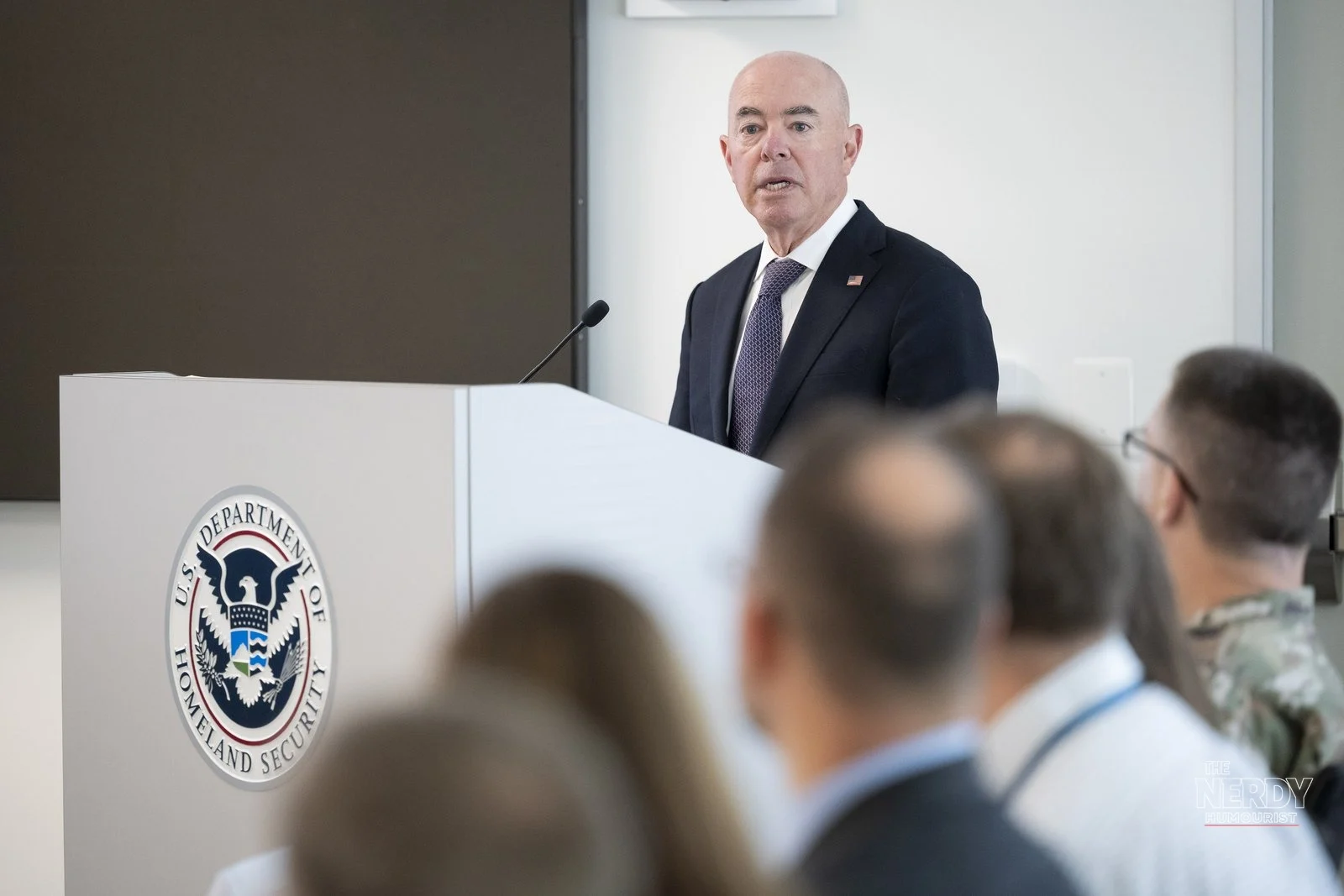 Former DHS Secretary Alejandro Mayorkas speaks at a CISA cybersecurity exercise in Arlington, Virginia, file photo