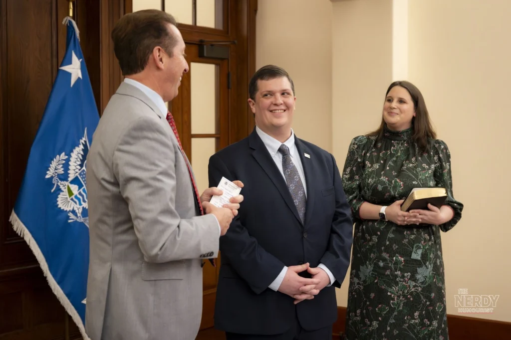 CISA executive Nick Anderson being sworn in at DHS headquarters, September 2025 file photo