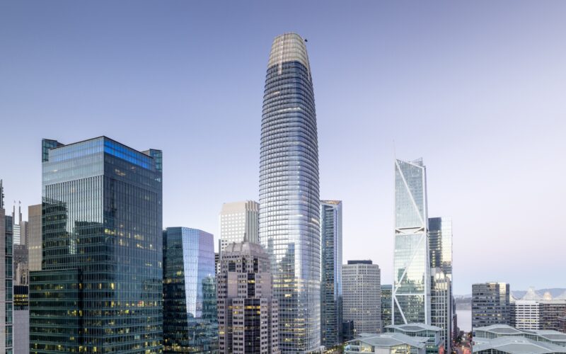 The Salesforce Tower in San Francisco — the Salesforce layoffs October 2026 cut 74 roles at the San Francisco headquarters, effective October 5