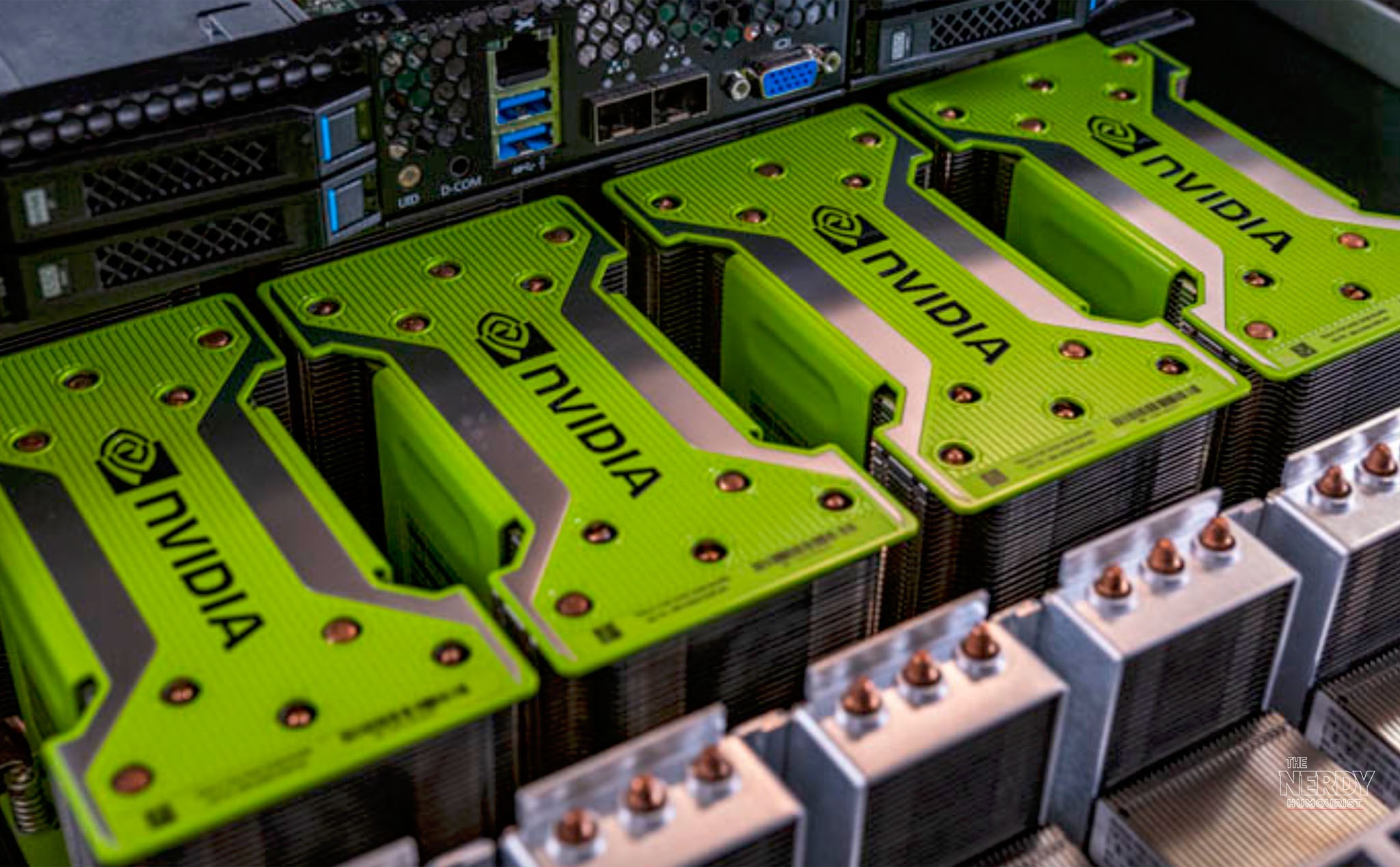 Nvidia AI accelerators in a data center — the SpaceX $40 billion Nvidia chips deal would fund a massive GPU purchase