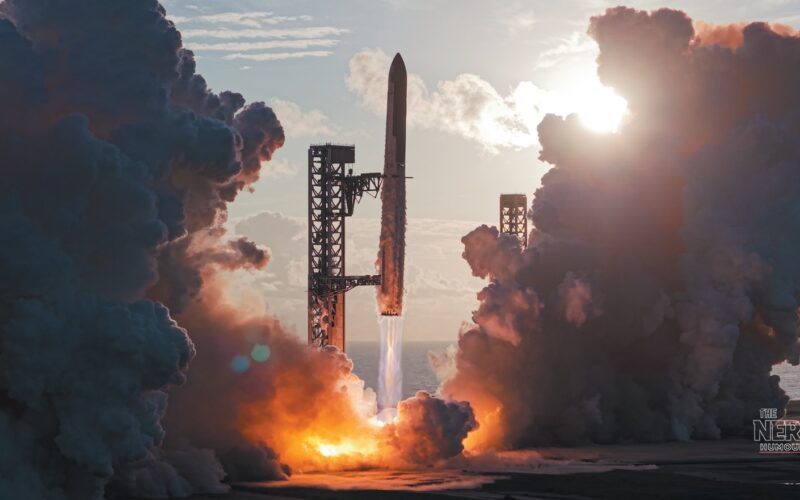 SpaceX Starship lifting off from Starbase, Texas, carrying next-generation Starlink satellites — the Starlink Mobile spectrum deal could put SpaceX in direct competition with US mobile carriers