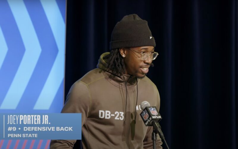 Joey Porter Jr. at the NFL Combine, the cornerback at the center of the Joey Porter Jr traded Cowboys deal
