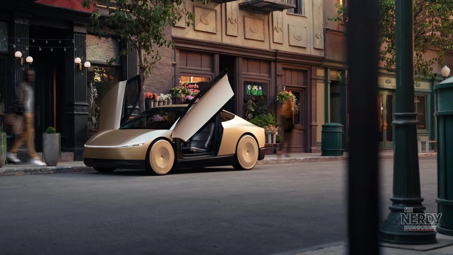 Tesla Cybercab robotaxi, the steering-wheel-free two-seater debuting at the 2026 Paris Motor Show