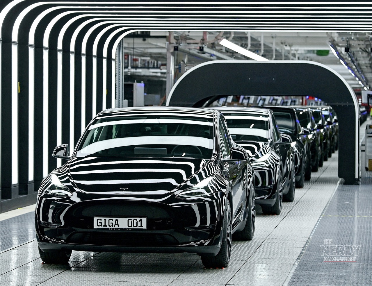 New Tesla Model Y vehicles on the production line at Tesla's Gigafactory in Berlin, part of the Tesla Q3 deliveries 2026 total of 486,532 cars