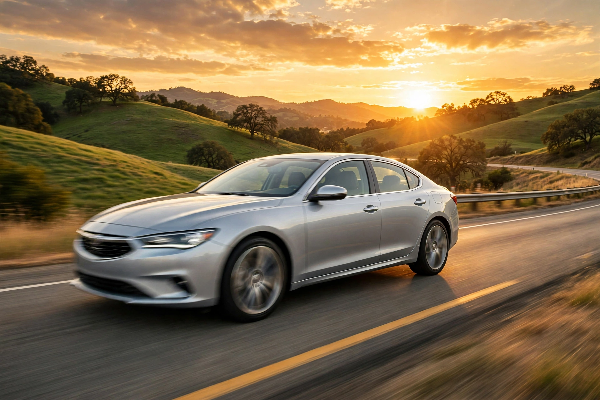 Silver Toyota sedan on a highway at golden hour amid strong Toyota US sales September 2026