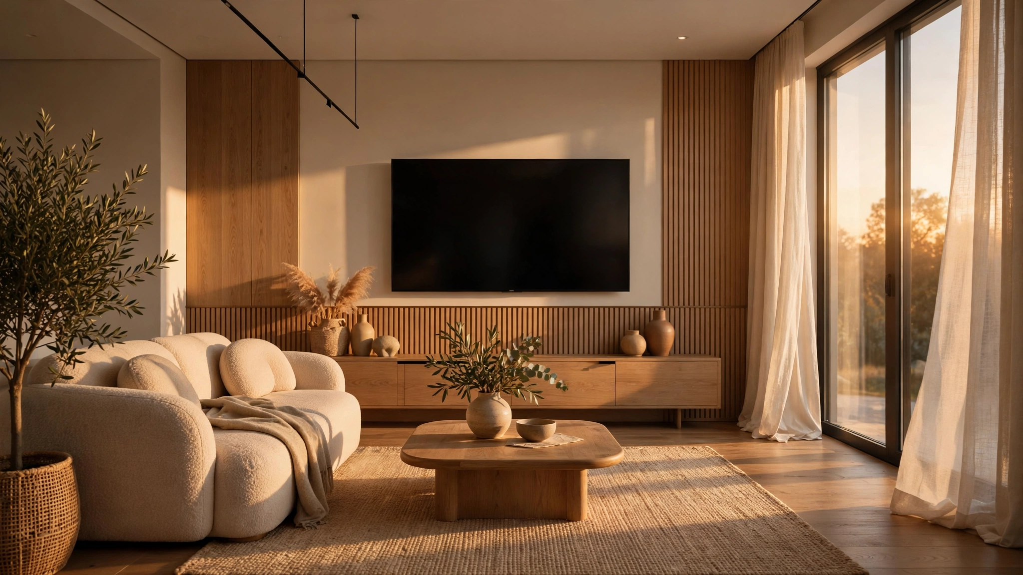 Warmly lit living room at golden hour honoring Trina Braxton's late husband Von Scales
