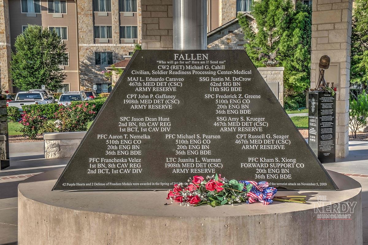 Fort Hood memorial to the fallen victims of the 2009 shooting before the Nidal Hasan firing squad execution