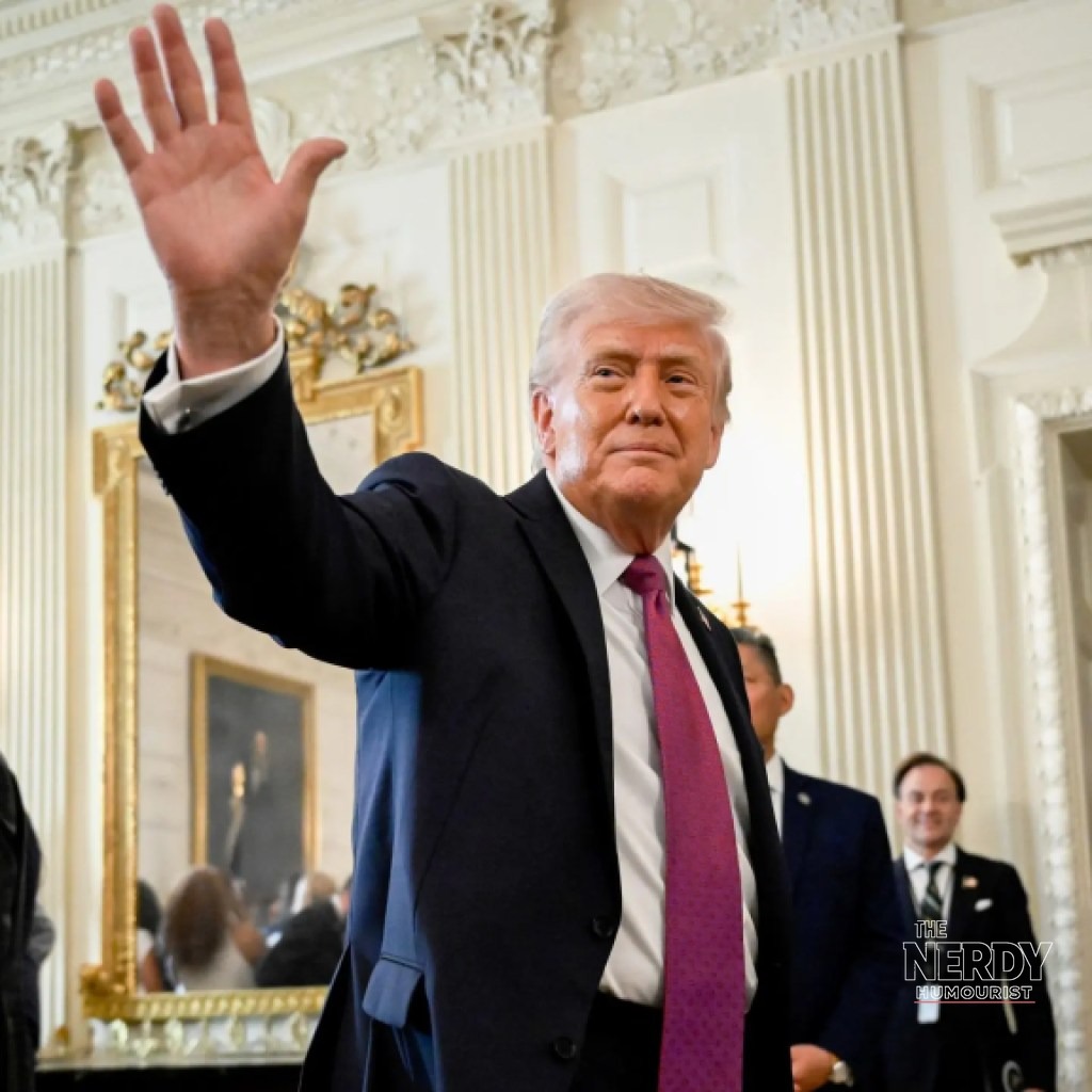 President Donald Trump at the White House on the day Kimberly Guilfoyle was fired as Greece ambassador