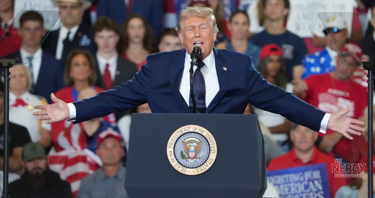President Trump speaking at a rally, linked to the Trump Iran Los Angeles remark controversy