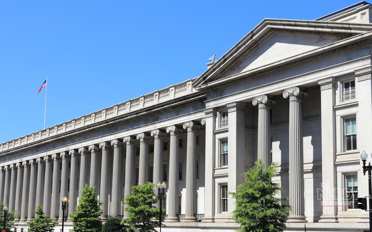US budget deficit 2026: the US Treasury Department building that reported the record FY2026 deficit figures