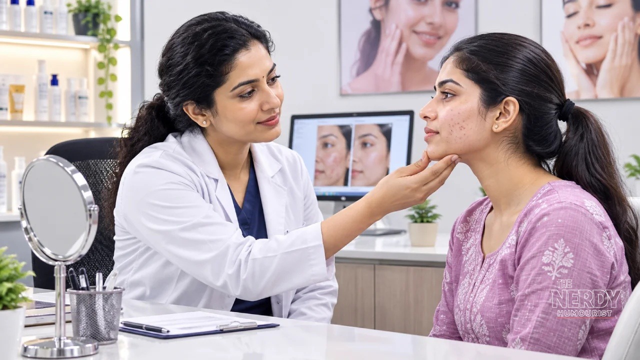 A dermatologist examines an acne patient in a clinic — Utah AI prescriptions for Nolla acne care aim to ease access to such visits