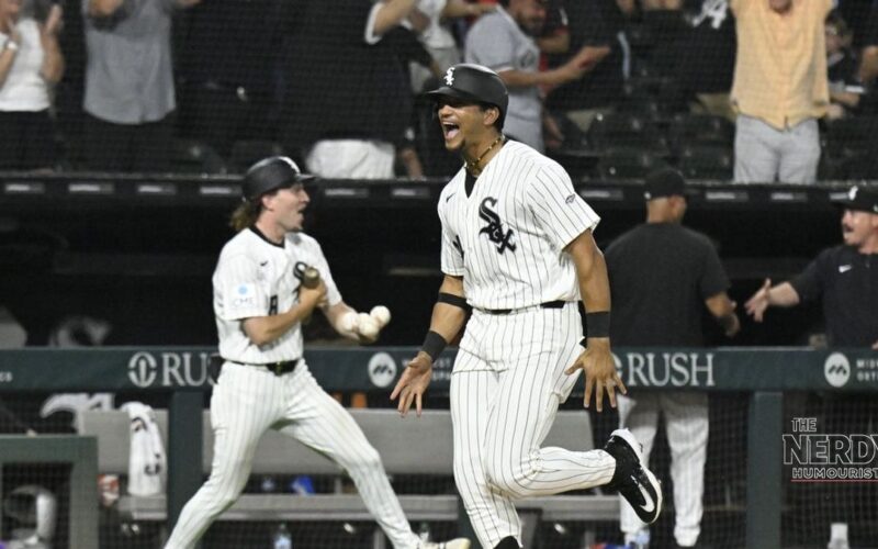 Braden Montgomery celebrates for the White Sox in the White Sox Guardians ALDS Game 2