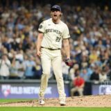 Milwaukee Brewers pitcher celebrates during the 2026 postseason ahead of the World Series 2026 schedule opener