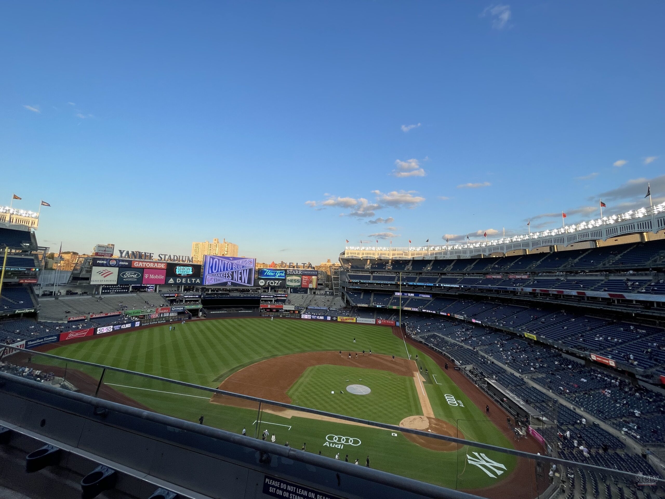 Yankee Stadium under the lights during the Yankees sweep Red Sox 2026 wild card series